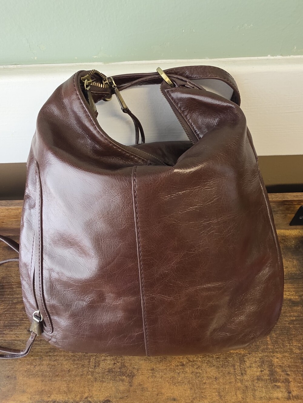 HOBO Dark Brown Leather Hobo Crossbody Bag - Picture 5 of 7